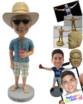 Personalized Bobblehead Male Wearing A T-Shirt And Shorts With Sandals -... - £71.39 GBP