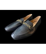 Asos Driving Loafers Shoes 10 Womens Black Vegan Leather Slip On Chain link - $27.69