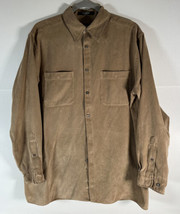 Vintage Brandini Suede Button Up Collared Shirt Tan Medium VGC - £23.48 GBP