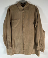 Vintage Brandini Suede Button Up Collared Shirt Tan Medium VGC - £23.22 GBP