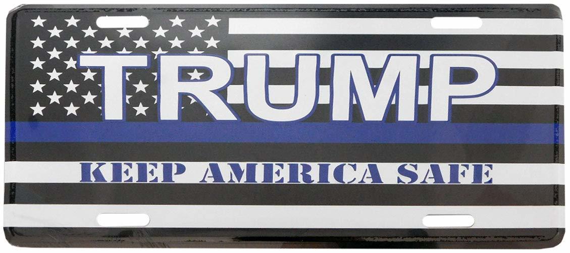 USA Trump Thin Blue Line Keep America Safe Police Memorial 6&quot;x12&quot; Alumin... - $4.88