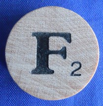 WordSearch Letter F Tile Replacement Wooden Round Game Piece Part 1988 Pressman - $3.22