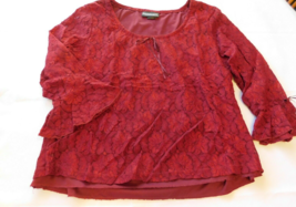 Notations Clothing Women&#39;s Ladies 3/4 Sleeve Blouse Size M medium Burgandy GUC - £12.13 GBP