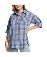 FESLLY Flannel Shirt Plaid Button Down Long Sleeve Oversized Top XXL - $23.07 CAD