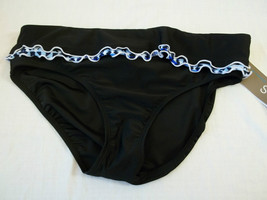 Studio by Christina Swimwear Bikini Bottom Size 14 Black &amp; Blue Ruffle NEW W Tag - $13.35