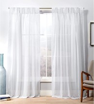 Exclusive Home Penny Sheer Embellished Stripe Grommet Top Curtain, Winter White - £25.56 GBP