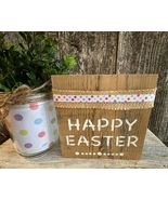 1 Pcs Woody Tiered Square Tray Rustic Wood Happy Easter Mini Sign #MNHS - £11.17 GBP