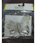 NEW! Floral Garden Sheer Rhinestone Glitter 5&quot;x 3.5&quot; Gold Butterfly W/Clip - $184.39 MXN