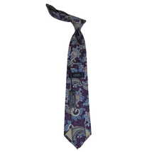 Men's 100% Silk Necktie By Bruno Piattelli Paisley Floral Fancy BP3 Plum Blue image 3