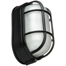 Wall Mount Oval Outdoor Fixture Black Powder Frosted Glass  from US - £49.93 GBP