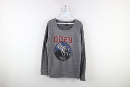 Vtg Obey Propaganda Womens Medium Triblend Spell Out Wolf Sweatshirt Gray USA - £38.88 GBP
