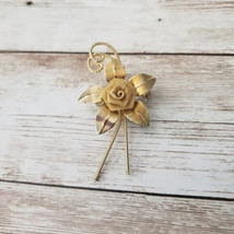 Vintage Brooch / Pin Gold Tone Stunning Ornate Flower Statement Piece - $14.99