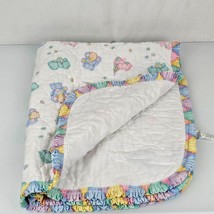 Vintage Carters Riegel Pastel Teddy Bear Quilt Blanket Comforter Ruffle Bee 80s - £102.74 GBP
