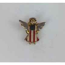 Vintage Angel With USA Flag Dress Patriotic Lapel Hat Pin - $8.25