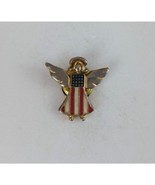 Vintage Angel With USA Flag Dress Patriotic Lapel Hat Pin - £6.49 GBP
