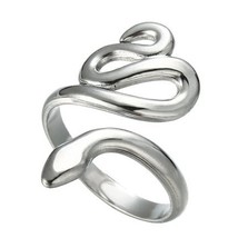 Art Deco Snake Ring Womens Silver Stainless Steel Boho Serpent Band - £13.57 GBP