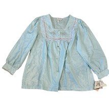 Barbizon Vintage Cuddleskin Satin Blue Pajama Top NWT Medium Lace Neck - £37.74 GBP