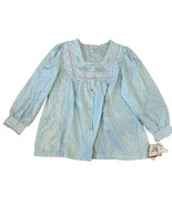 Barbizon Vintage Cuddleskin Satin Blue Pajama Top NWT Medium Lace Neck - $900.25 MXN