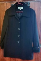 Donatella Black Lined Heavy Jacket Size L Women Large Button Sinch Back - $70.00