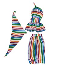 Barbie Doll Size Striped Cotton Doll Outfit Set With Top &amp; Skirt - $14.40