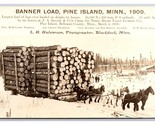 RPPC Horse Drawn Sled Logging Banner Load Pine Island Minnesota MN Postc... - $24.70