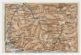 1911 Antique Map Of Vicinity Of Oberkirch Baden Schwarzwald Black Forest Germany - £18.92 GBP