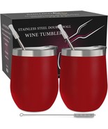 CHILLOUT LIFE Stainless Steel 12 oz. Insulated Wine Tumblers Cherry Red ... - $13.81
