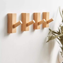 Homedo 8Pack Adhesive Wall Hooks Hat Rack, Wooden Coat Hooks, Rectangle-... - $42.97
