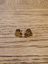 Vintage Letter &quot;C&quot; Initial Cursive Gold Tone Earrings 1970s Heart Shape - £11.28 GBP