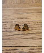 Vintage Letter &quot;C&quot; Initial Cursive Gold Tone Earrings 1970s Heart Shape - £11.18 GBP