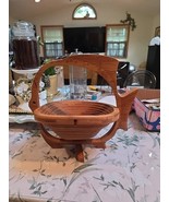 Hand Carved Tropical Fish Collapsible Wooden Basket Folding Bowl Trivet - €14,56 EUR