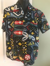Vintage Hawaiian TIKI Bold Colorful Aloha Mod Shirt Kensington loop collar M - £58.40 GBP