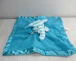 Manhattan toy Giggle Baby aqua blue striped elephant security blanket lovey - £15.69 GBP