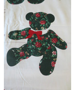 Cranston VIP Christmas Green Teddy Bear w/poinsettias fabric panel print - $10.00