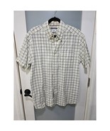 Columbia Mens Shirt L Cream Blue Plaid Button Up Short Sleeve Outdoor - $353.40 MXN
