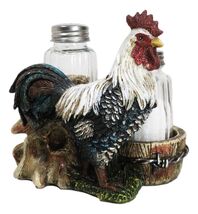 Country Rustic Farm White Breasted Chicken Rooster Salt Pepper Shakers H... - €21,30 EUR