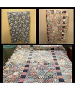 Vintage Handmade Patchwork Blanket Comforter Quilt Farmhouse Handties 76... - $173.20