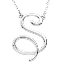 Precious Stars Unisex 14K Yellow Gold Script Font S Initial Necklace - £68.89 GBP