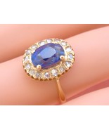 ANTIQUE VICTORIAN 1.70ct SAPPHIRE ROSE DIAMOND 18K OVAL COCKTAIL RING c1880 - £1,205.98 GBP