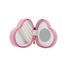 Bey Berk PINK Heart Shaped Travel Jewelry Storage Box with Mirror Leather - £31.54 GBP