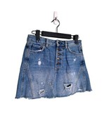 We The Free Denim A-Line Distressed Button Fly Mini Skirt size 25 OB826306 - $23.36