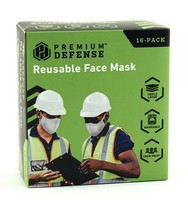New~Premium Defense~Reusable Face Mask~White~Triple Layer~Washable~Crew 16 Pack - £17.41 GBP