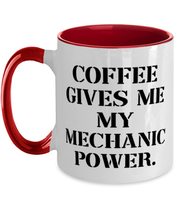 Special Mechanic Two Tone 11oz Mug, Coffee Gives Me My Mechanic Power, Present F - £15.70 GBP