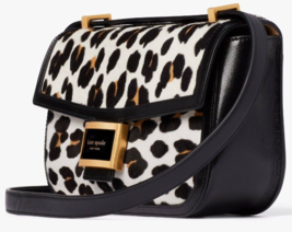Kate Spade Katy Shoulder Bag Leopard Calf Hair Black Leather Leopardo K8825 NWT - £170.68 GBP