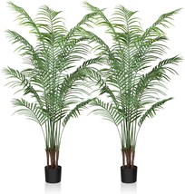Crosofmi Artificial Areca Palm Plant 5.5 Feet Fake Palm Tree With 15, 2Pack - £93.97 GBP