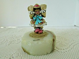 Ron Lee Metal Figurine Candy Apple Girl Clown 1989 Signed Onyx Base 4.25&quot; Ltd Ed - £39.52 GBP