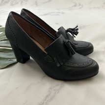 GH Bass Womens High Heel Oxford Pumps Size 10 Black Faux Leather Academia - $598.36 MXN