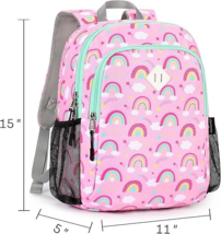 Small Day Pack Backpack for Girl's 15" Pink Rainbows -  Padded Adjustable Straps image 7