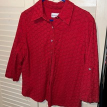 Alfred Dunner size 14 cotton button down shirt with roll tab sleeves - £10.97 GBP