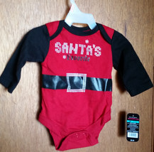 Fashion Holiday Baby Glam Clothes 3M Newborn Santa&#39;s Favorite Christmas Creeper - £5.32 GBP